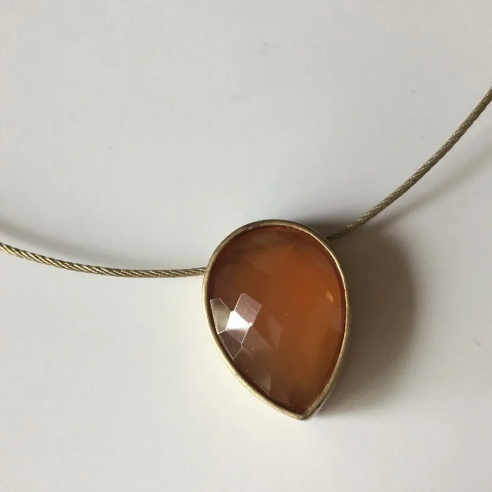 Anne Klein orange crystal necklace and earring set